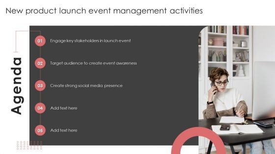 Agenda New Product Launch Event Management Activities Icons PDF