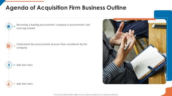 Agenda Of Acquisition Firm Business Outline Summary PDF