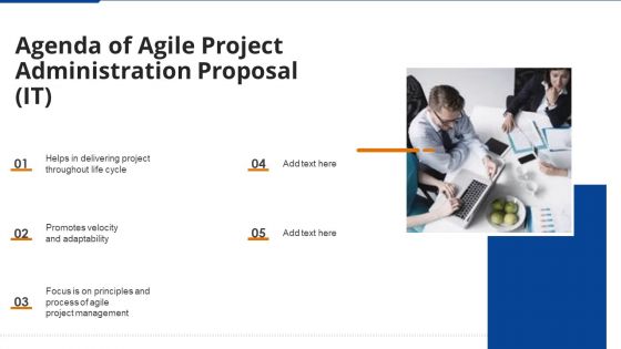 Agenda Of Agile Project Administration Proposal IT Ppt Gallery Graphics Pictures PDF