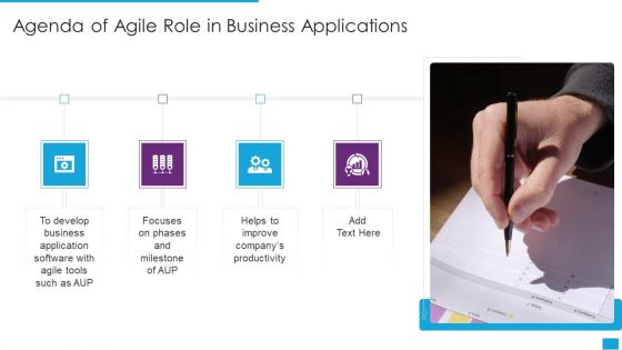 Agenda Of Agile Role In Business Applications Demonstration PDF