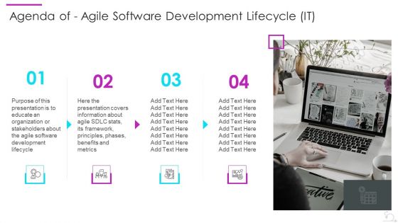 Agenda Of Agile Software Development Lifecycle IT Portrait PDF