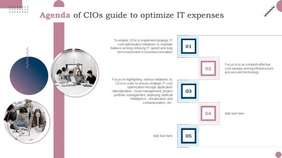 Agenda Of Cios Guide To Optimize IT Expenses Ppt PowerPoint Presentation Gallery Topics PDF