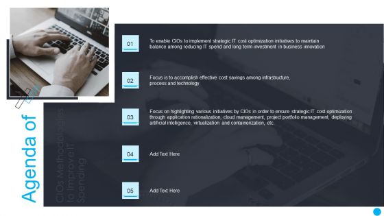 Agenda Of Cios Methodologies To Improve It Spending Template PDF