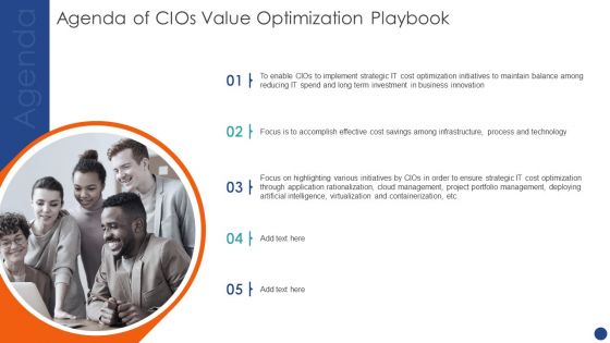 Agenda Of Cios Value Optimization Playbook Ppt PowerPoint Presentation Gallery Inspiration PDF