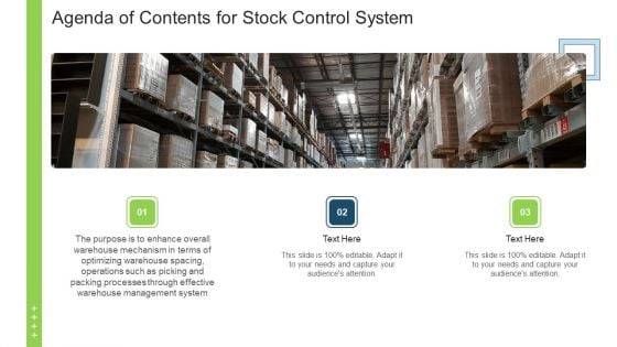 Agenda Of Contents For Stock Control System Ppt Ideas Examples PDF Agenda Of Contents For Stock Control System Ppt Ideas Examples PDF