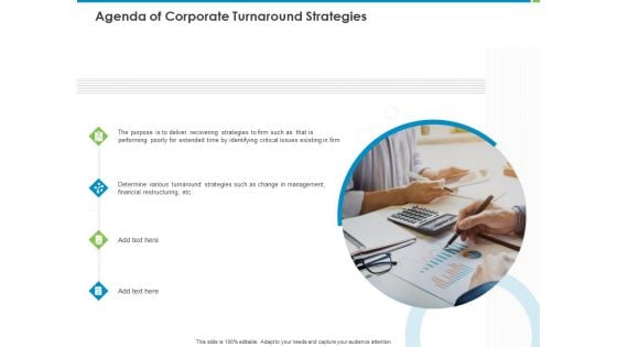 Agenda Of Corporate Turnaround Strategies Ppt Gallery Graphics PDF