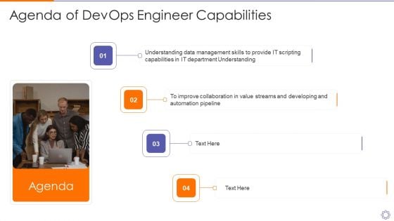 Agenda Of Devops Engineer Capabilities Ppt Summary Templates PDF