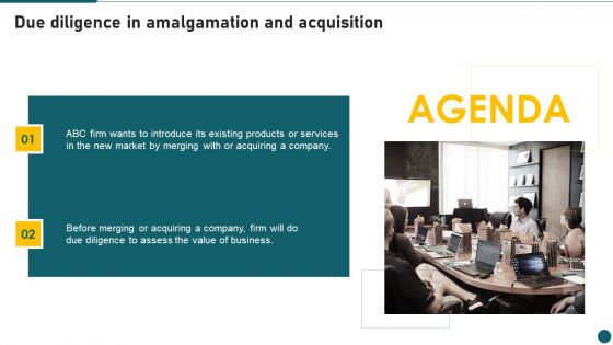 Agenda Of Due Diligence In Amalgamation And Acquisition Guidelines PDF