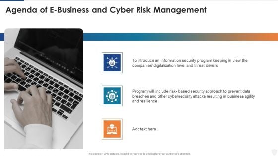 Agenda Of E Business And Cyber Risk Management Ppt Outline Vector PDF