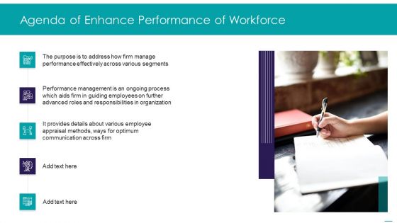 Agenda Of Enhance Performance Of Workforce Template PDF