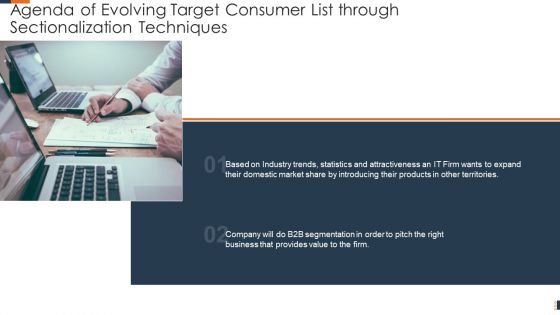 Agenda Of Evolving Target Consumer List Through Sectionalization Techniques Template PDF