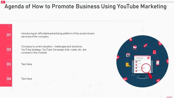 Agenda Of How To Promote Business Using Youtube Marketing Designs PDF