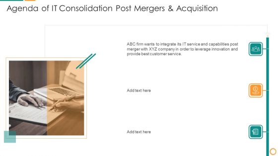 Agenda Of IT Consolidation Post Mergers And Acquisition Background PDF