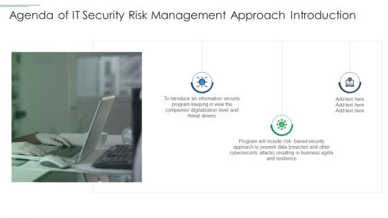 Agenda Of IT Security Risk Management Approach Introduction Infographics PDF