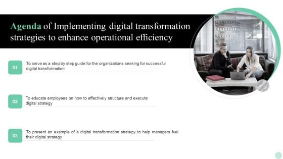 Agenda Of Implementing Digital Transformation Strategies To Enhance Operational Efficiency Mockup PDF