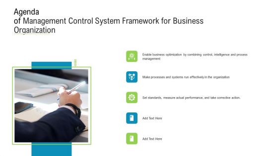 Agenda Of Management Control System Framework For Business Organization Background PDF