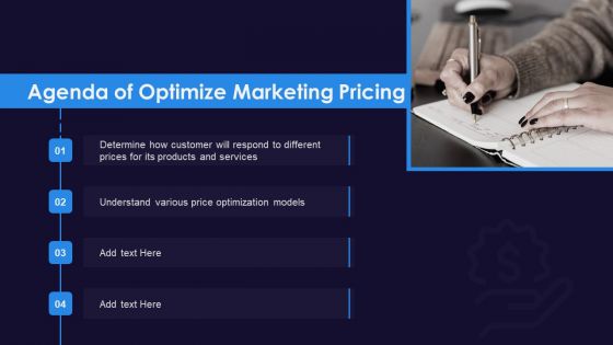 Agenda Of Optimize Marketing Pricing Sample PDF