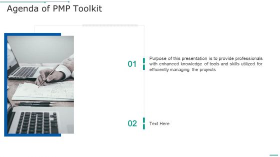 Agenda Of PMP Toolkit Ppt Gallery Slide Portrait PDF