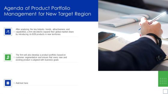 Agenda Of Product Portfolio Management For New Target Region Themes PDF