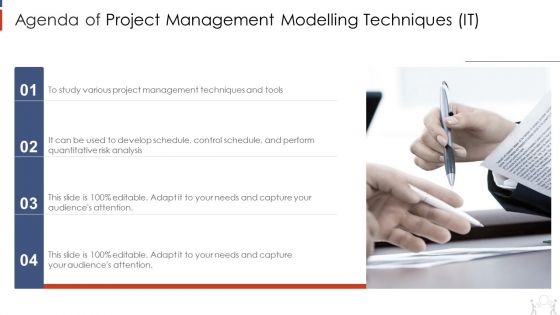 Agenda Of Project Management Modelling Techniques IT Summary PDF