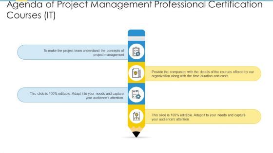 Agenda Of Project Management Professional Certification Courses IT Introduction PDF