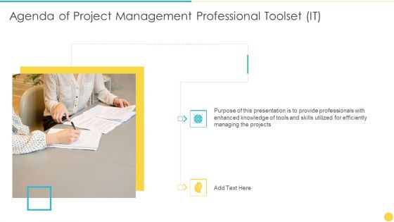 Agenda Of Project Management Professional Toolset IT Pictures PDF