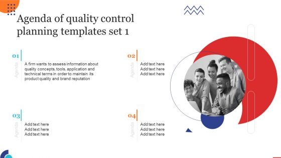 Agenda Of Quality Control Planning Templates Set 1 Diagrams PDF
