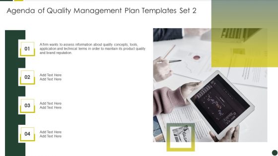Agenda Of Quality Management Plan Templates Set 2 Professional PDF