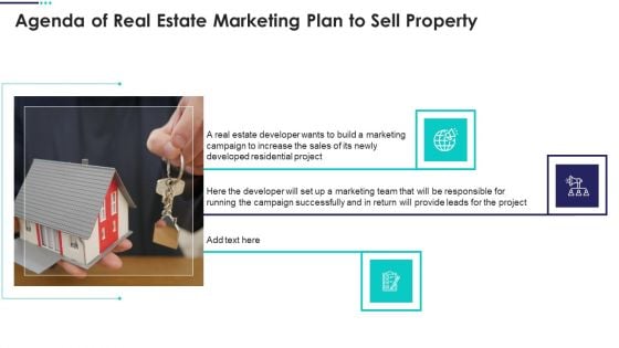 Agenda Of Real Estate Marketing Plan To Sell Property Microsoft PDF