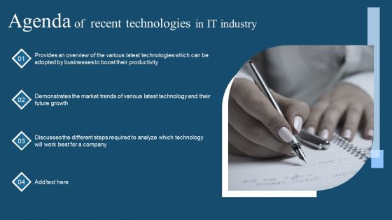 Agenda Of Recent Technologies In IT Industry Ideas PDF