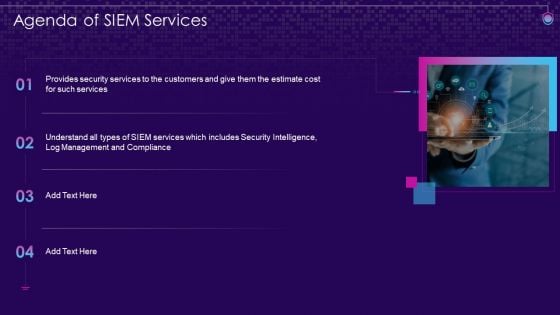 Agenda Of SIEM Services Ppt Templates PDF Agenda Of SIEM Services Ppt Templates PDF