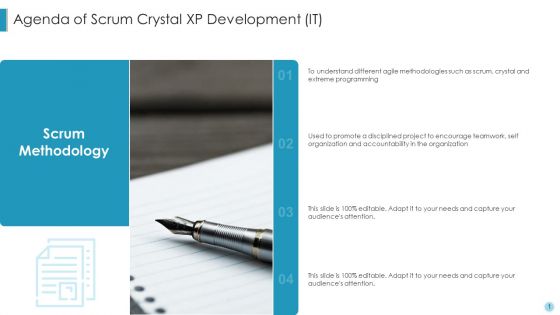 Agenda Of Scrum Crystal XP Development IT Template PDF