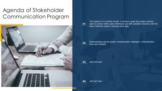 Agenda Of Stakeholder Communication Program Guidelines PDF