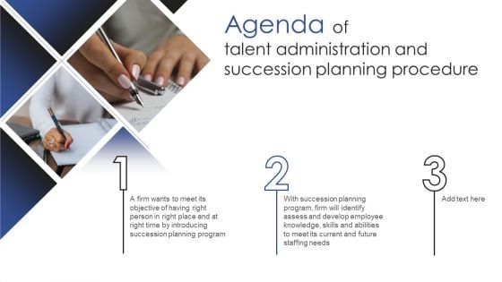 Agenda Of Talent Administration And Succession Planning Procedure Sample PDF