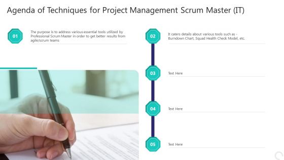 Agenda Of Techniques For Project Management Scrum Master It Rules PDF