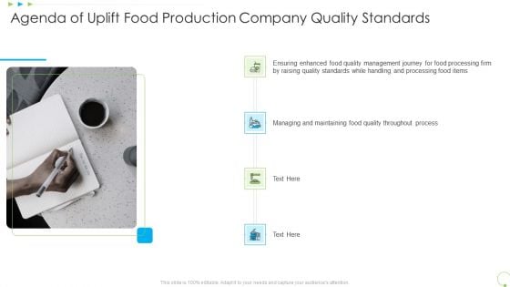 Agenda Of Uplift Food Production Company Quality Standards Professional PDF