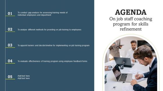 Agenda On Job Staff Coaching Program For Skills Refinement Demonstration PDF Agenda On Job Staff Coaching Program For Skills Refinement Demonstration PDF