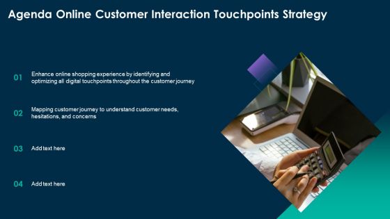 Agenda Online Customer Interaction Touchpoints Strategy Icons PDF