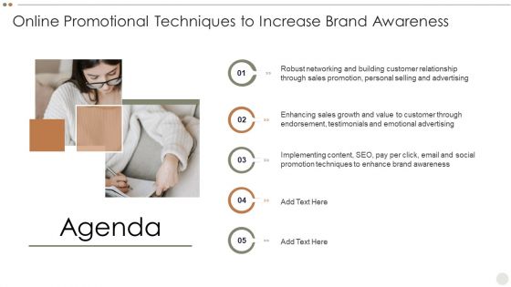 Agenda Online Promotional Techniques To Increase Brand Awareness Information PDF