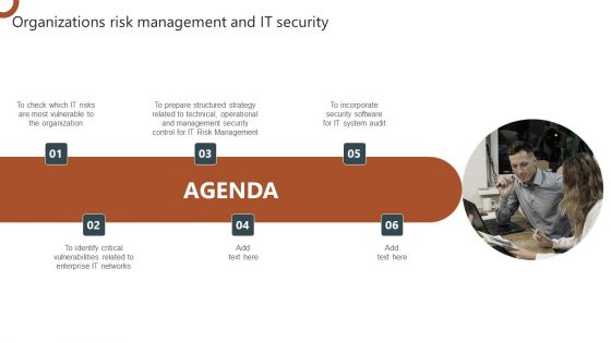 Agenda Organizations Risk Management And IT Security Portrait PDF
