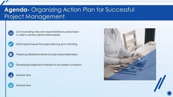 Agenda Organizing Action Plan For Successful Project Management Guidelines PDF