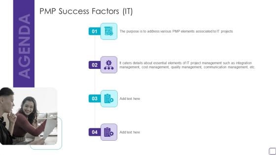 Agenda PMP Success Factors IT Demonstration PDF