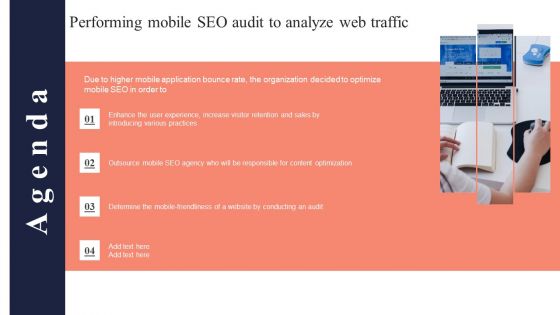 Agenda Performing Mobile SEO Audit To Analyze Web Traffic Demonstration PDF