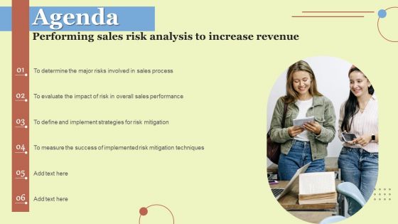 Agenda Performing Sales Risk Analysis To Increase Revenue Microsoft PDF
