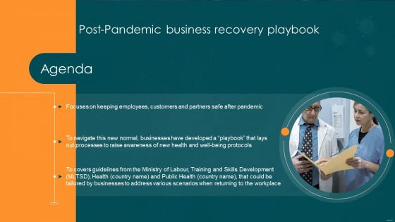 Agenda Post Pandemic Business Recovery Playbook Ppt Inspiration Ideas PDF