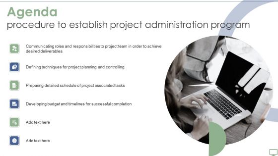 Agenda Procedure To Establish Project Administration Program Professional PDF