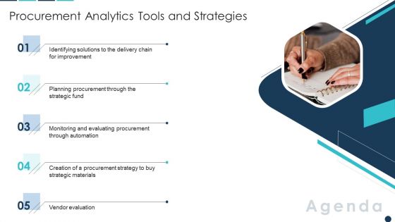 Agenda Procurement Analytics Tools And Strategies Diagrams PDF