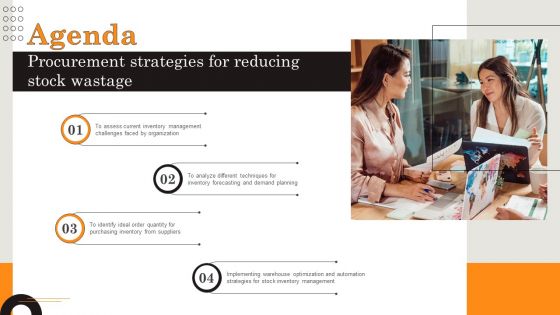 Agenda Procurement Strategies For Reducing Stock Wastage Graphics PDF Agenda Procurement Strategies For Reducing Stock Wastage Graphics PDF