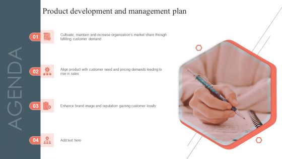 Agenda Product Development And Management Plan Diagrams PDF