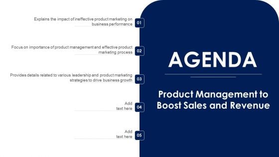 Agenda Product Management To Boost Sales And Revenue Ppt PowerPoint Presentation File Icon PDF